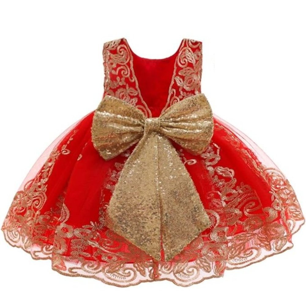 NWT Beautiful Sparkling Sequin Bow Baby Dress Christmas Flower Girl Page… - Picture 5 of 16